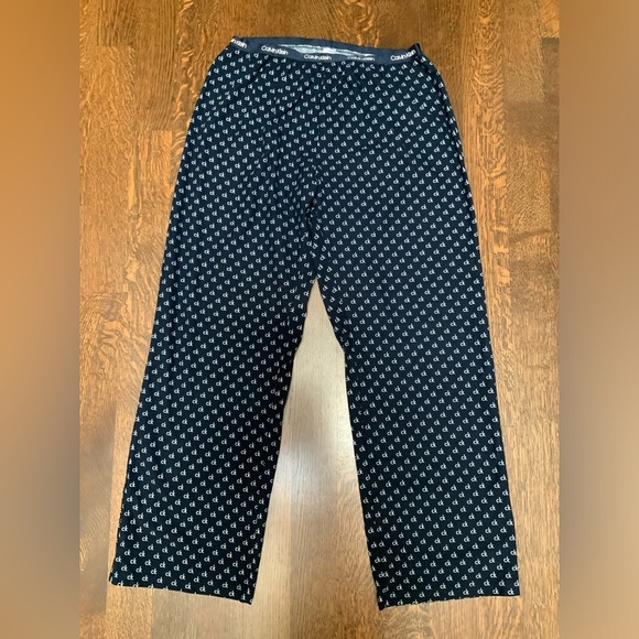 CALVIN KLIEN Men’s Sleep Wear Pajama Pants Blue CK Pattern Size Large LIKE NEW - Picture 8 of 9